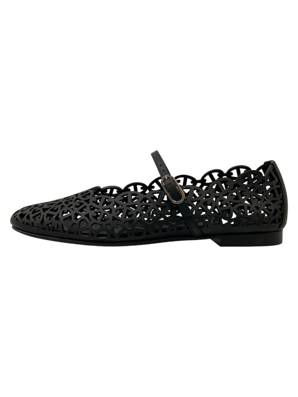 Hermes Flat Shoes Meri Black Chaine D'ancre Leather